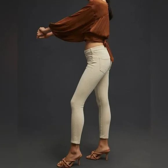 Anthropologie Pilcro High-Rise Skinny Corduroy Pants in Ivory NWT - Picture 3 of 5